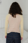 BASERANGE Long-sleeved patchwork top T-shirt series Portugal BAS-TOGN-CG-SP24-FENTUO Pink camel